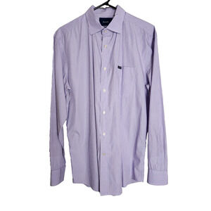 Faconnable Mens Club Deauville Purple Stripe Long Sleeve Cotton Dress Shirt L